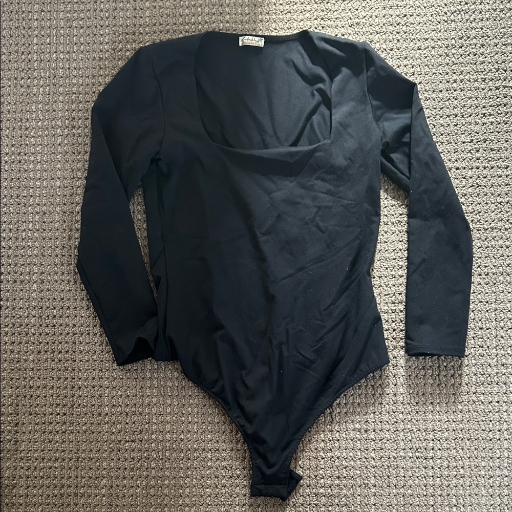 Free People Black Long Sleeve Bodysuit